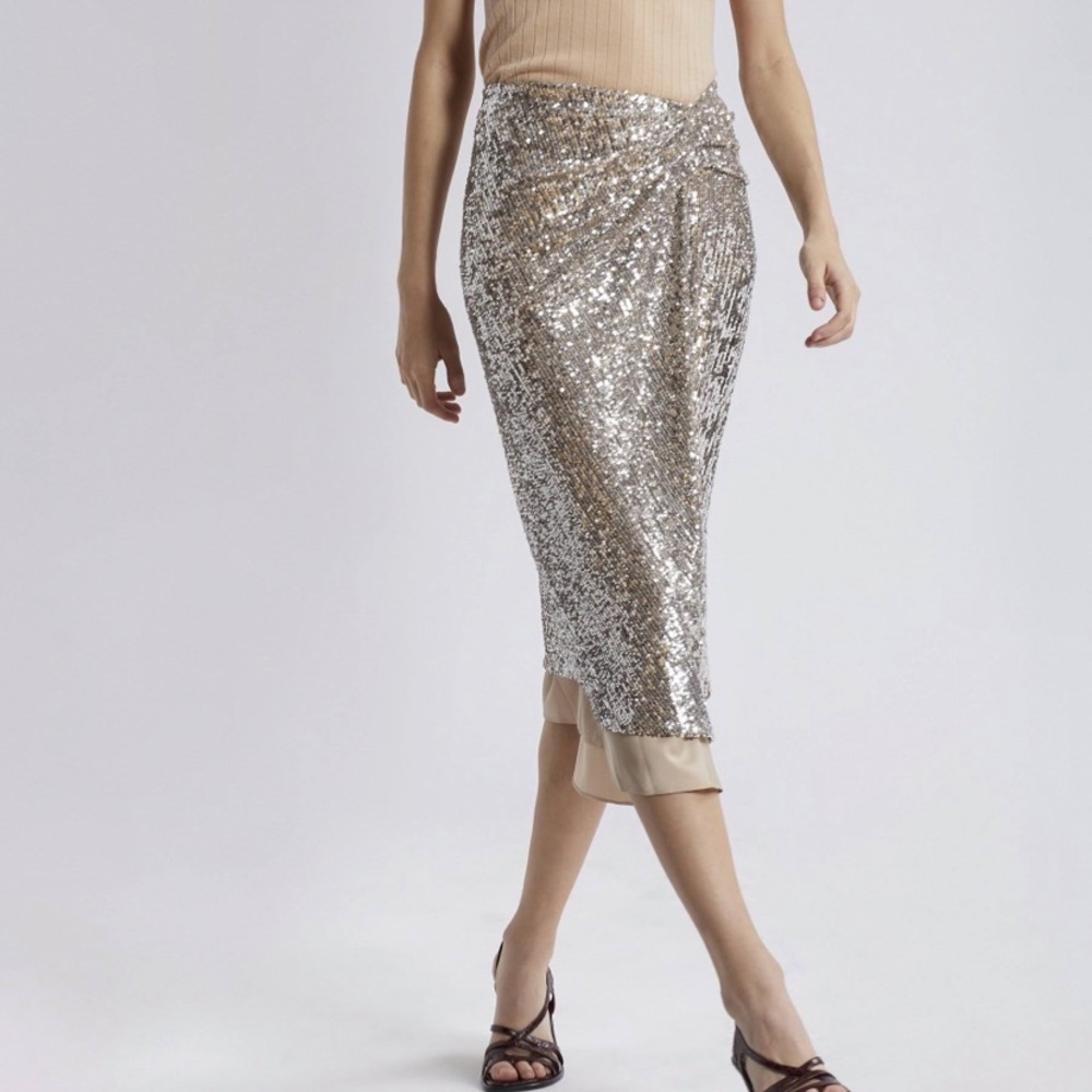 SIES MARJAN Sequined asymmetric draped skirt